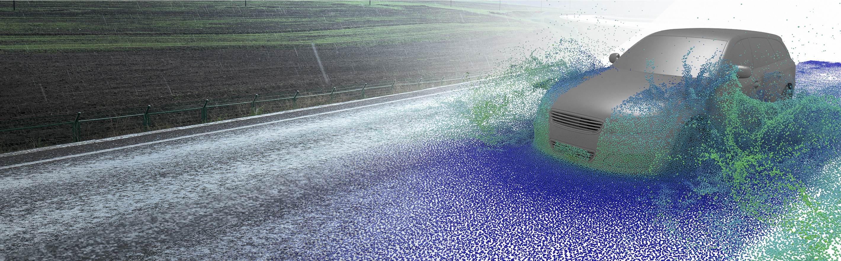 Simulation MESHFREE Auto Wasserdurchfahrt
